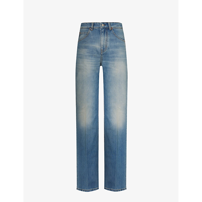 Shop Victoria Beckham Womens Vintage Blue Julia Straight-leg High-rise Jeans