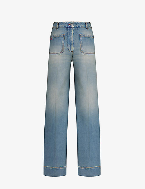 VICTORIA BECKHAM: Alina wide-leg high-rise stretch-denim jeans