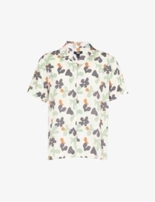 Paige Mens Spring Breeze Landon Graphic-pattern Woven Shirt
