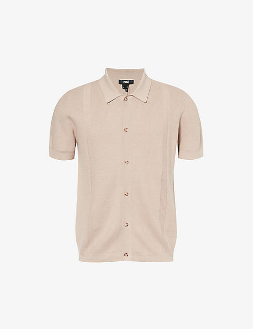 PAIGE: Mendez short-sleeve cotton and linen-blend knit shirt