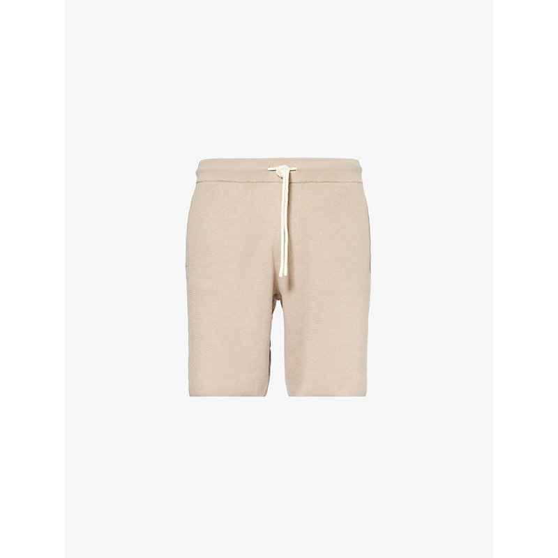 Paige Mens Mocha Cream Coyne Relaxed-fit Cotton And Linen-blend Shorts