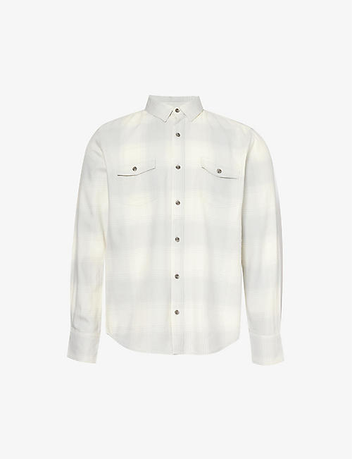 PAIGE: Everett check-pattern brushed cotton-blend shirt