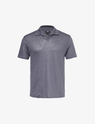 Shop Paige Shelton Relaxed-fit Linen Polo Shirt In Royal Haze