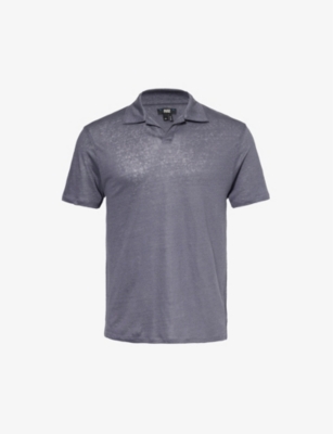 Shop Paige Mens Royal Haze Shelton Relaxed-fit Linen Polo Shirt