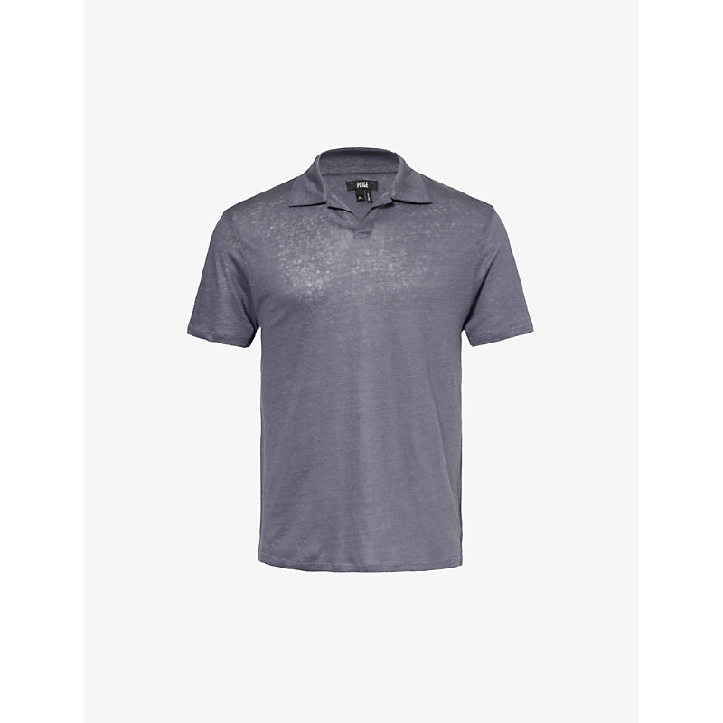 Shop Paige Shelton Relaxed-fit Linen Polo Shirt In Royal Haze