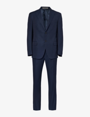 Shop Corneliani Men's Vy Single-breasted Regular-fit Cotton And Linen-blend Suit In Navy