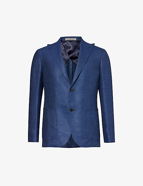 CORNELIANI: Single-breasted regular-fit wool, silk and linen-blend blazer