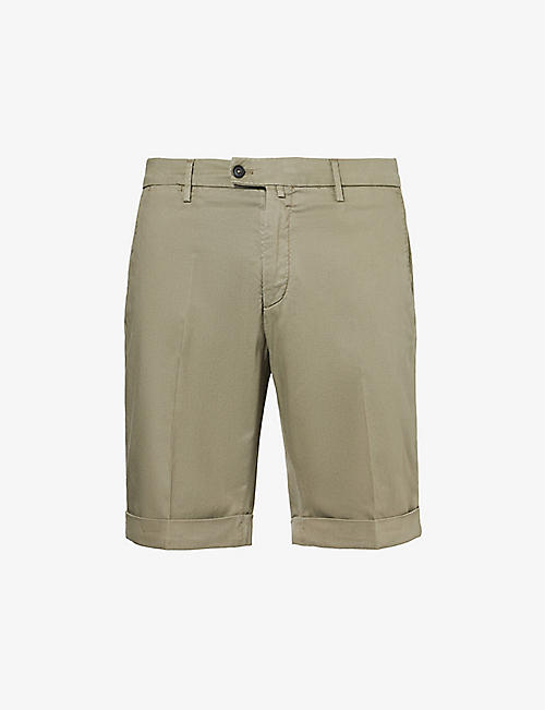 CORNELIANI: Folded-hem mid-rise stretch cotton-blend shorts