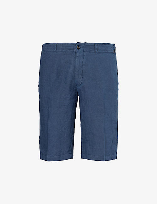 CORNELIANI: Folded-hem mid-rise stretch-woven shorts