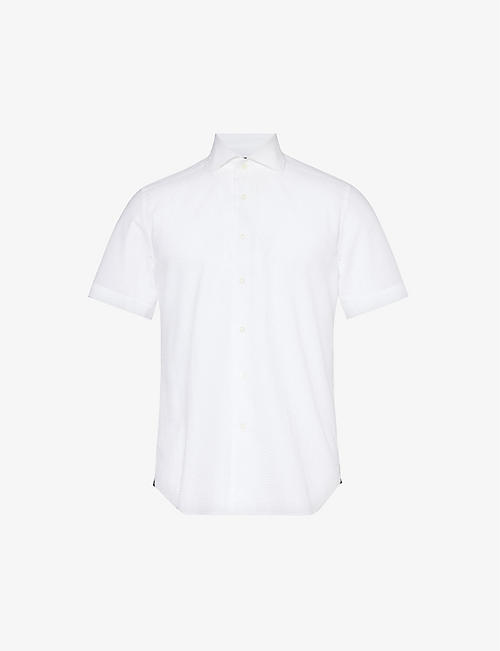 CORNELIANI: Seersucker-textured regular-fit cotton shirt