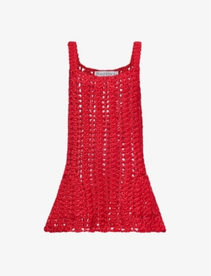 JW ANDERSON: Crochet cut-out knitted mini dress