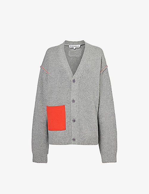 JW ANDERSON: Pocket V-neck cotton and wool-blend cardigan