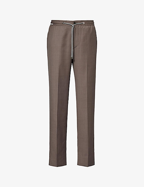CORNELIANI: Drawstring-waistband slip-pocket regular-fit straight-leg wool trousers