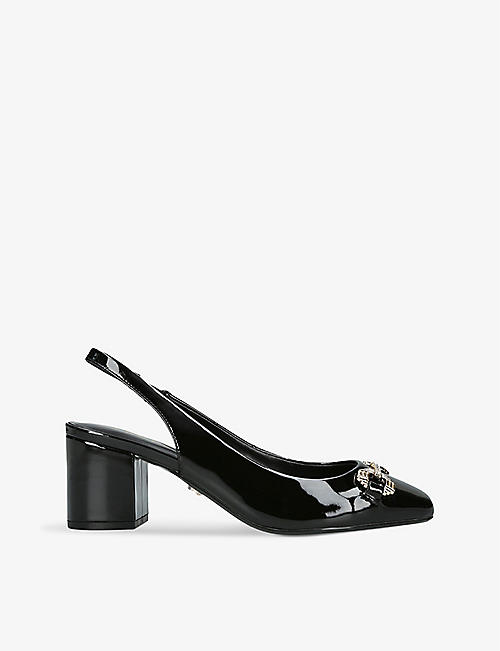CARVELA: Poise 2 crystal-embellished heeled leather slingbacks