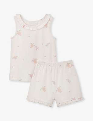 THE LITTLE WHITE COMPANY: Turtle-print star-embellished organic-cotton pyjamas 1-6 years