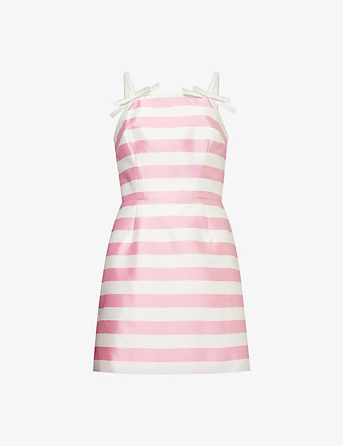 REBECCA VALLANCE: Jocelyn stripe-pattern twill mini dress