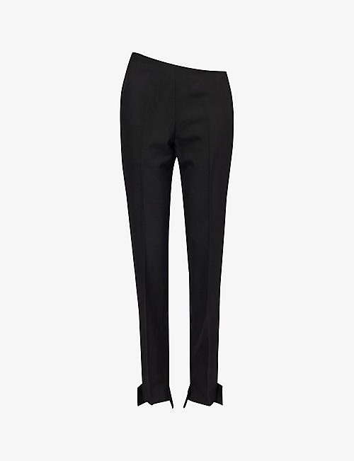 SHANG XIA: Asymmetric-cuff tapered-leg high-rise wool trousers