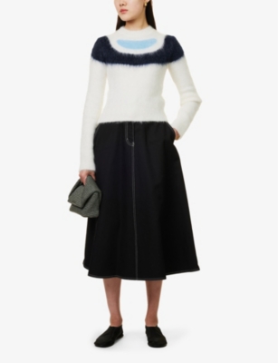 Shop Shang Xia Women's Ice Blue Abstract-intarsia Brushed-texture Wool And Cashmere-blend Jumper