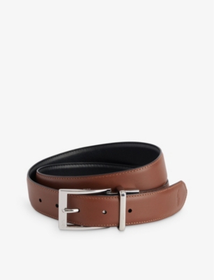 Shop Polo Ralph Lauren Men's Black/brown Square-buckle Leather Belt