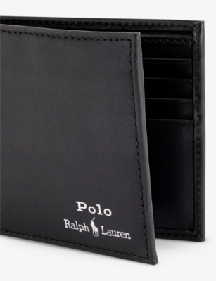 Shop Polo Ralph Lauren Black Logo-embossed Billfold Leather Wallet