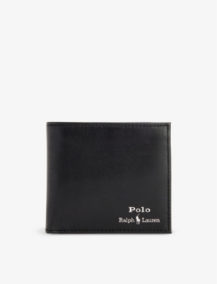 Shop Polo Ralph Lauren Black Logo-embossed Billfold Leather Wallet