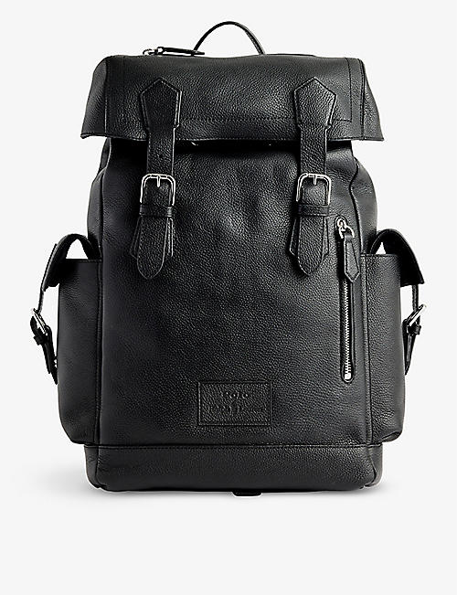 POLO RALPH LAUREN: Brand-patch flap-over leather backpack
