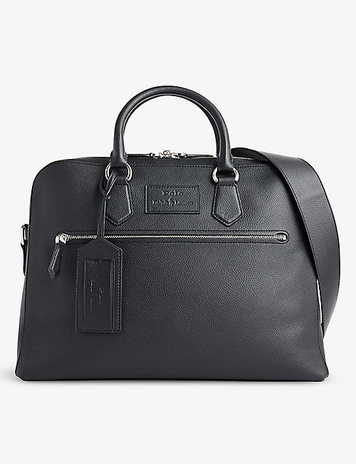 POLO RALPH LAUREN: Business logo-patch leather briefcase