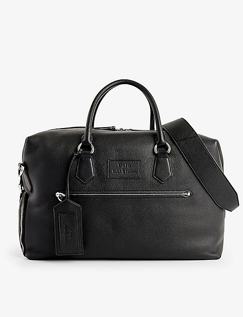 POLO RALPH LAUREN: Brand-patch top-handle leather duffle bag