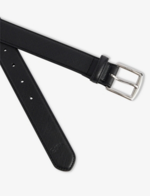 Shop Polo Ralph Lauren Logo-engraved Leather Belt In Black