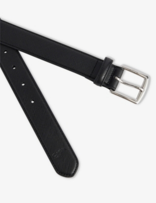 Shop Polo Ralph Lauren Mens Black Logo-engraved Leather Belt