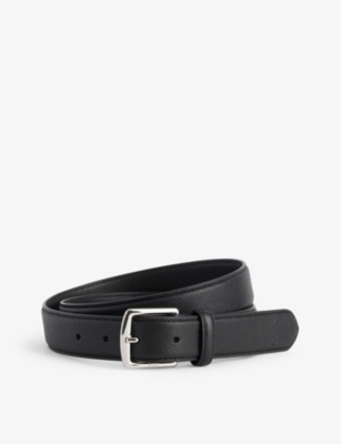 Shop Polo Ralph Lauren Logo-engraved Leather Belt In Black