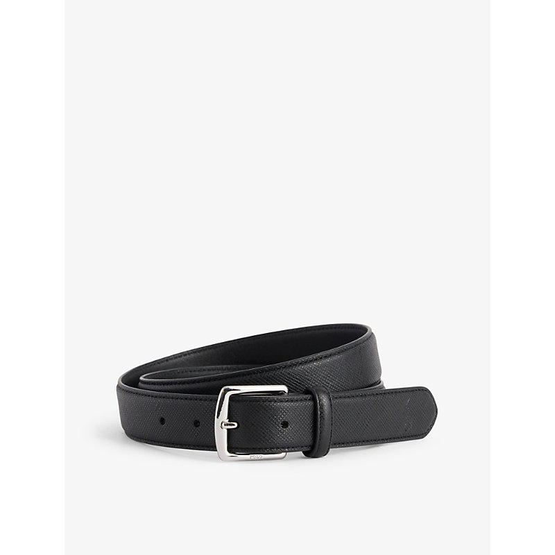Shop Polo Ralph Lauren Men's Black Logo-engraved Leather Belt
