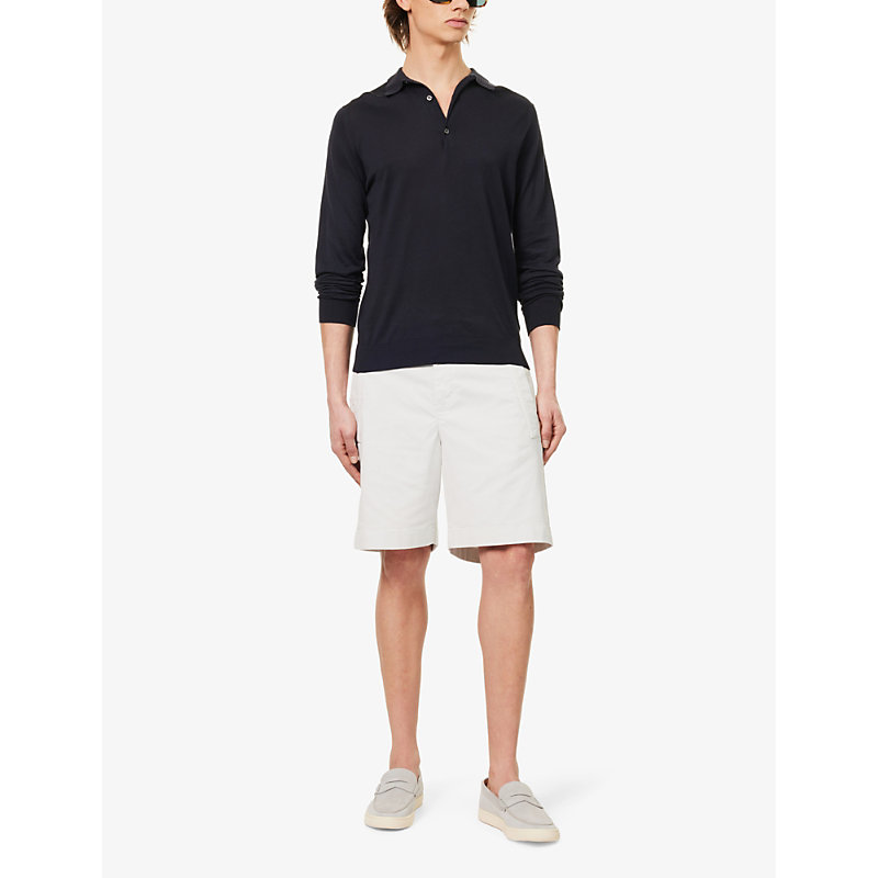Shop Eleventy Mens Porcellana Drawstring-waist Stretch-cotton Shorts