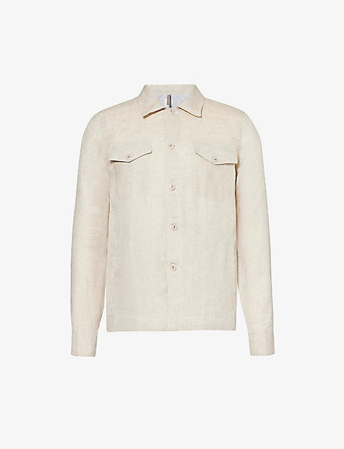 ELEVENTY: Spread-collar regular-fit linen overshirt