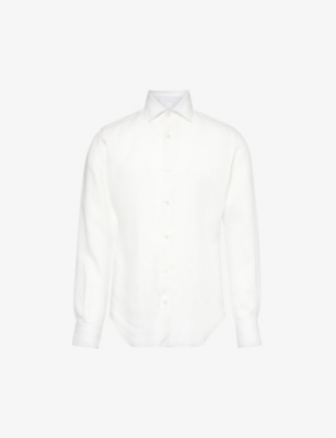ELEVENTY: Curved-hem regular-fit linen shirt