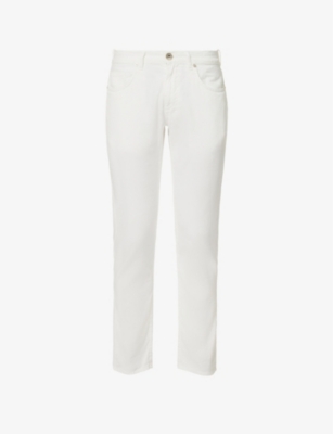 Eleventy Mens White Five-pocket Regular-fit Slim-leg Linen Trousers