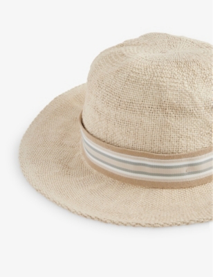 Shop Eleventy Men's Sabbia E Sabbia Stripe-trimmed Paper-woven Hat