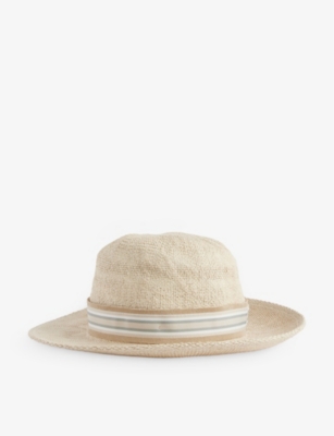 Shop Eleventy Men's Sabbia E Sabbia Stripe-trimmed Paper-woven Hat