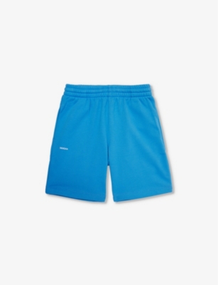 Pangaia Boys Geyser Blue Kids 365 Logo-print Cotton-jersey Shorts 3-12 Years