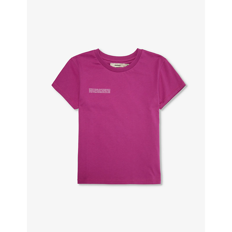 Pangaia Boys Berry Purple Kids 365 Text-print Cotton-jersey T-shirt 3-12 Years