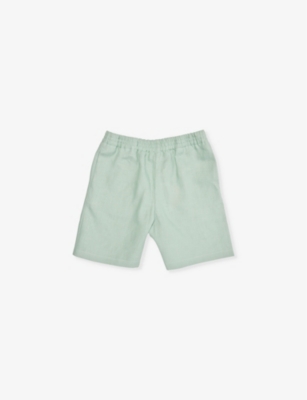 PANGAIA: Regular-fit elasticated-waistband linen shorts 3-12 years