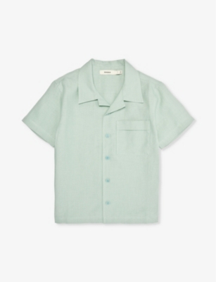 PANGAIA: Regular-fit short-sleeve linen shirt 3-12 years