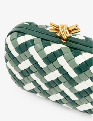 Knot intrecciato-weave leather clutch bag