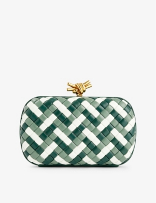 Shop Bottega Veneta Womens Em Gr Al Gl Em Gr Mb Knot Intrecciato-weave Leather Clutch Bag