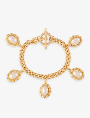 Pre-loved Rediscovered gold-plated and faux-pearl bracelet