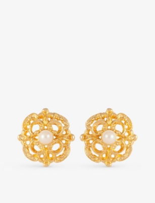 SUSAN CAPLAN: Pre-loved Rediscovered faux-pearl gold-plated earrings