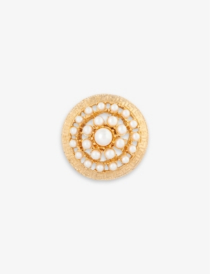 Pre-loved Rediscovered faux-pearl gold-plated brooch