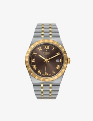 Tudor Brown M28503-0007 Royal Date Day 18ct Yellow-gold And Stainless-steel Automatic Watch In Grey