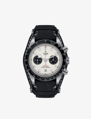 Tudor Mens White M79360n-0006 Black Bay Chrono Stainless-steel And Leather Automatic Watch