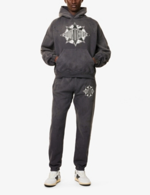 SAINT MXXXXXX XXXXXX MENS BLACK DT GRAPHIC-PRINT COTTON HOODY